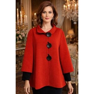 Joseph Ribkoff Textured Swing Jacket Oversized Buttons‎ SZ 10 Luxury Statement